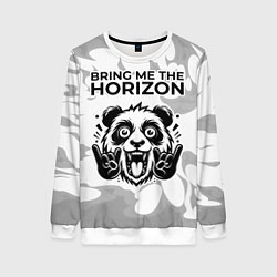 Свитшот женский Bring Me the Horizon рок панда на светлом фоне, цвет: 3D-белый