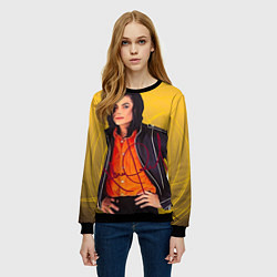 Свитшот женский Michael Jackson на золотом фоне с графикой, цвет: 3D-черный — фото 2
