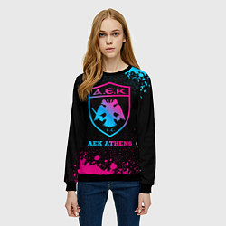 Свитшот женский AEK Athens - neon gradient, цвет: 3D-черный — фото 2