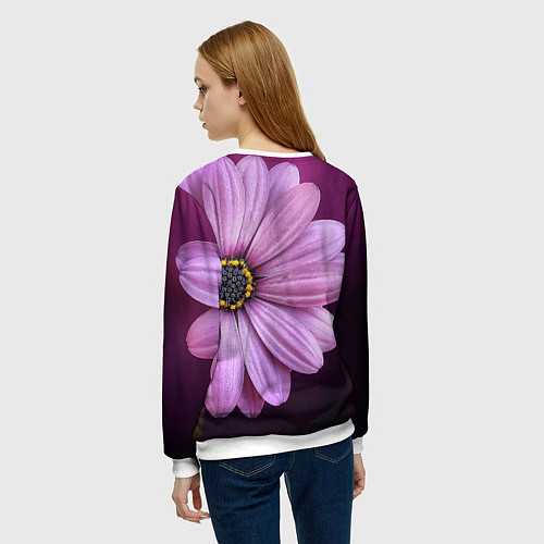 Женский свитшот Фиолетовый цветок - WOMAN / 3D-Белый – фото 4