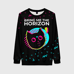 Свитшот женский Bring Me the Horizon - rock star cat, цвет: 3D-черный