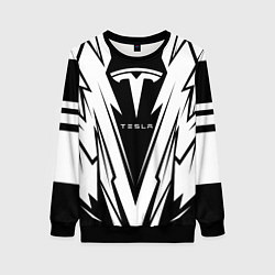 Свитшот женский Tesla - black and white, цвет: 3D-черный