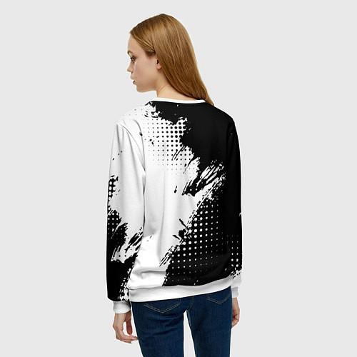Женский свитшот Роблокс - черно-белая абстракция / 3D-Белый – фото 4