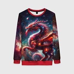 Свитшот женский Красный космический дракон, цвет: 3D-красный