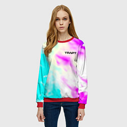Свитшот женский Trapt текстура градиент неоновые краски, цвет: 3D-красный — фото 2