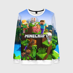 Свитшот женский Minecraft pixel world, цвет: 3D-белый