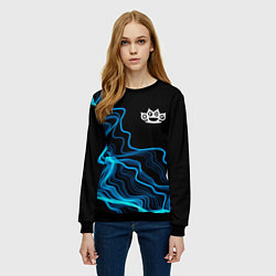 Свитшот женский Five Finger Death Punch sound wave, цвет: 3D-черный — фото 2