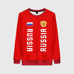 Женский свитшот Россия три полоски на красном фоне