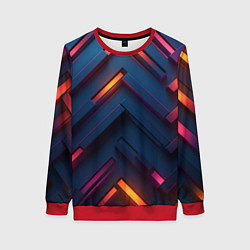 Свитшот женский Неоновый узор стальные раскалённые пластины, цвет: 3D-красный