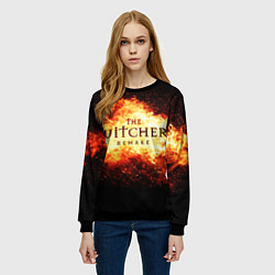 Свитшот женский The Witcher Remake в пламени огня, цвет: 3D-черный — фото 2