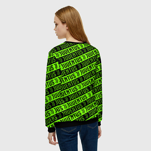 Женский свитшот Juventus green pattern sport / 3D-Черный – фото 4