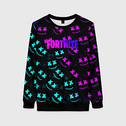 Свитшот женский Fortnite x Marshmello neon pattern, цвет: 3D-черный