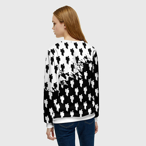 Женский свитшот Billie Eilish pattern black / 3D-Белый – фото 4