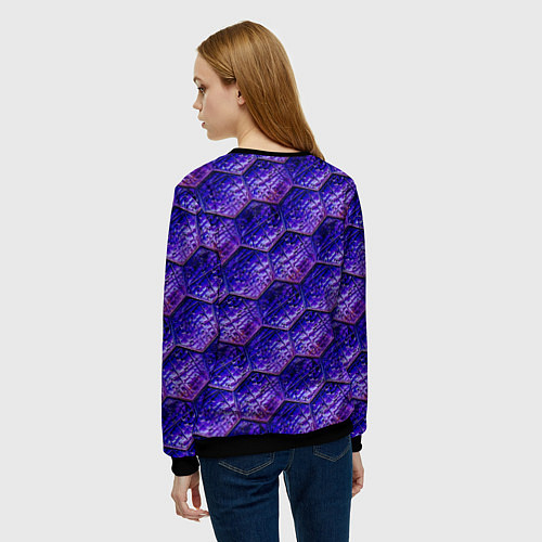 Женский свитшот Сине-фиолетовая стеклянная мозаика / 3D-Черный – фото 4