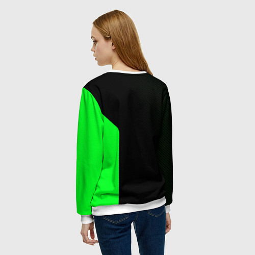 Женский свитшот Skoda pattern sport green / 3D-Белый – фото 4