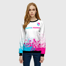 Свитшот женский Atletico Madrid neon gradient style посередине, цвет: 3D-черный — фото 2