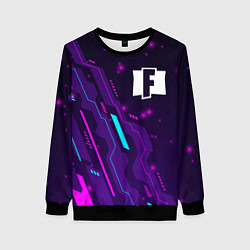 Свитшот женский Fortnite neon gaming, цвет: 3D-черный