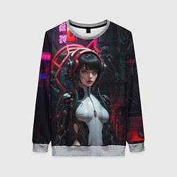 Свитшот женский Девушка в углепластиковой бороне, цвет: 3D-меланж