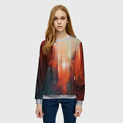 Свитшот женский Размытый город на закате, цвет: 3D-меланж — фото 2