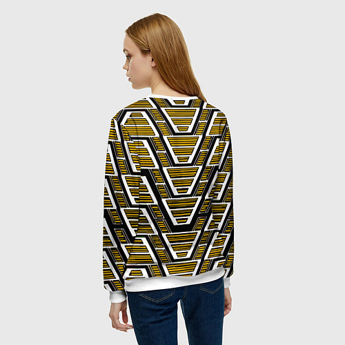 Женский свитшот Техно броня жёлтая / 3D-Белый – фото 4