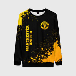 Свитшот женский Manchester United - gold gradient вертикально, цвет: 3D-черный