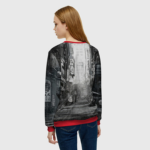 Женский свитшот Городской андроид / 3D-Красный – фото 4