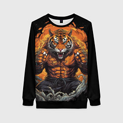 Женский свитшот Муай - Тай тигр в стойке боевые искусства