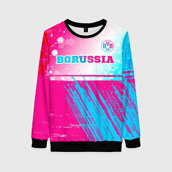 Свитшот женский Borussia neon gradient style посередине, цвет: 3D-черный