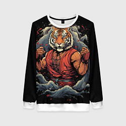 Женский свитшот Тигр в стойке тайский бокс