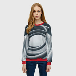 Свитшот женский Серые кольца, цвет: 3D-красный — фото 2