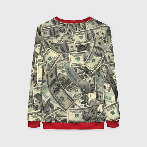Женский свитшот Летящие доллары паттерн / 3D-Красный – фото 2