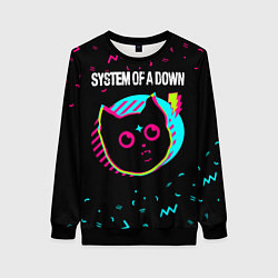 Свитшот женский System of a Down - rock star cat, цвет: 3D-черный