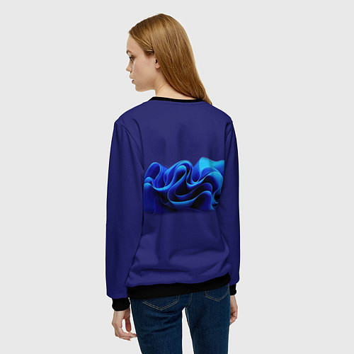 Женский свитшот Синие воланы графика / 3D-Черный – фото 4