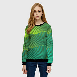 Свитшот женский Объемные веерные столбики, цвет: 3D-черный — фото 2