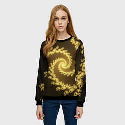 Свитшот женский Желтая спираль фракталов, цвет: 3D-черный — фото 2