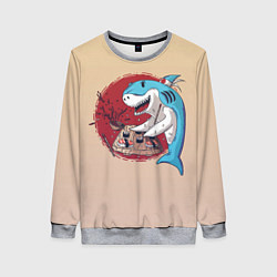 Свитшот женский Sushi shark, цвет: 3D-меланж