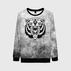 Свитшот женский Злой медведь на текстурном фоне, цвет: 3D-черный