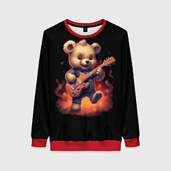 Свитшот женский Плюшевый медведь играет на гитаре, цвет: 3D-красный