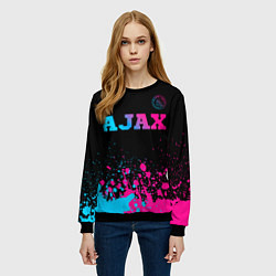 Свитшот женский Ajax - neon gradient посередине, цвет: 3D-черный — фото 2