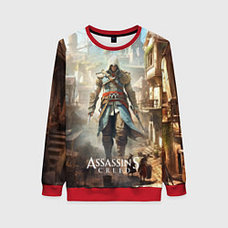 Свитшот женский Assassins creed старый город, цвет: 3D-красный