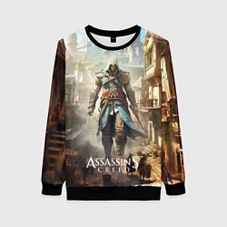 Свитшот женский Assassins creed старый город, цвет: 3D-черный