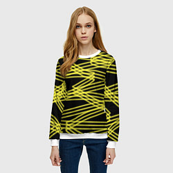 Свитшот женский Желтые светящиеся линии, цвет: 3D-белый — фото 2