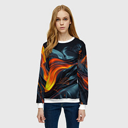 Свитшот женский Волнистая темная материя, цвет: 3D-белый — фото 2