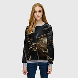 Свитшот женский Прикованные цепями черепа, цвет: 3D-меланж — фото 2