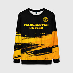 Свитшот женский Manchester United - gold gradient посередине, цвет: 3D-черный