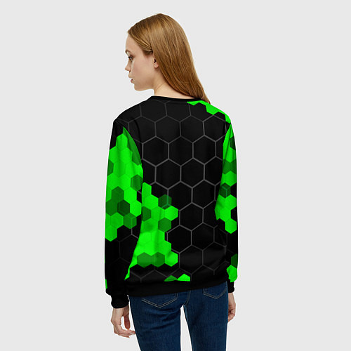Женский свитшот Toyota green sport hexagon / 3D-Черный – фото 4