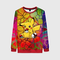 Свитшот женский Pikachu pokeballs, цвет: 3D-красный