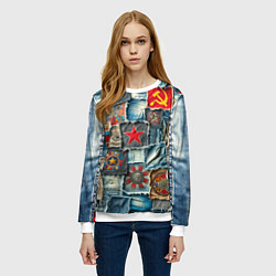 Свитшот женский Ретро пэчворк СССР, цвет: 3D-белый — фото 2