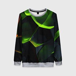 Свитшот женский Green neon abstract geometry, цвет: 3D-меланж