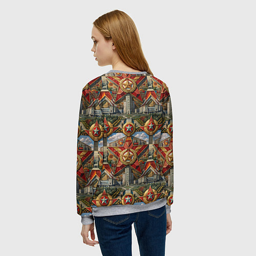 Женский свитшот С днем Победы стиль СССР / 3D-Меланж – фото 4